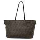 FENDI Zucca Canvas Tote Bag Brown Black Auth ep9552-13