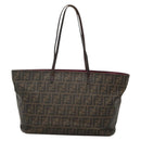 FENDI Zucca Canvas Tote Bag Brown Black Auth ep9552-2