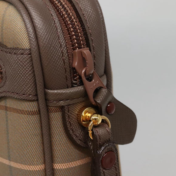 Burberrys Nova Check Clutch Bag Canvas Beige Gold Auth ep9553