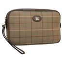 Burberrys Nova Check Clutch Bag Canvas Beige Gold Auth ep9553-1