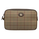 Burberrys Nova Check Clutch Bag Canvas Beige Gold Auth ep9553-13