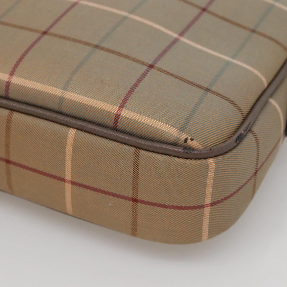 Burberrys Nova Check Clutch Bag Canvas Beige Gold Auth ep9553