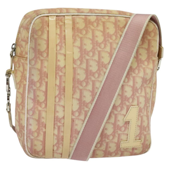 Christian Dior Trotter Canvas Shoulder Bag PVC Pink Silver Auth ep9554