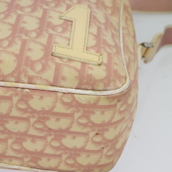 Christian Dior Trotter Canvas Shoulder Bag PVC Pink Silver Auth ep9554