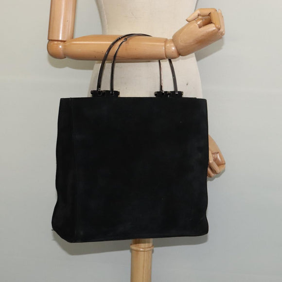 GUCCI Hand Bag Suede Black Silver 002 1025 Auth ep9555