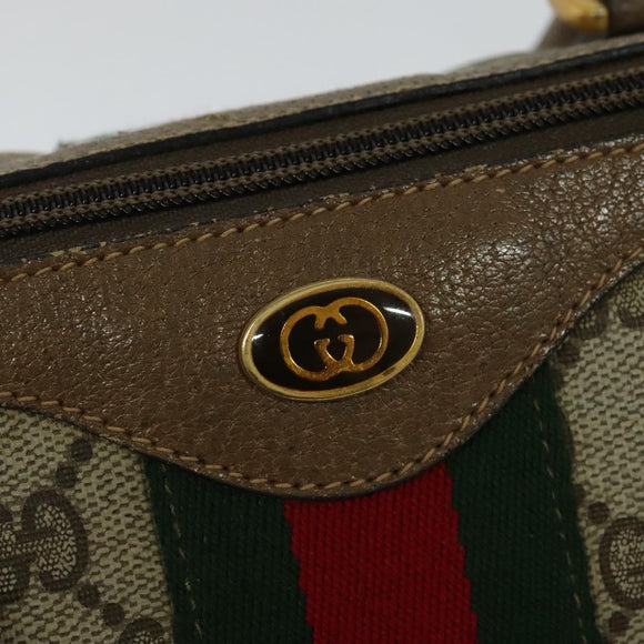 GUCCI GG Supreme Web Sherry Line Hand Bag PVC Beige Gold 39 02 006 Auth ep9563