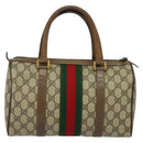 GUCCI GG Supreme Web Sherry Line Hand Bag PVC Beige Gold 39 02 006 Auth ep9563-2