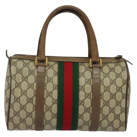 GUCCI GG Supreme Web Sherry Line Hand Bag PVC Beige Gold 39 02 006 Auth ep9563