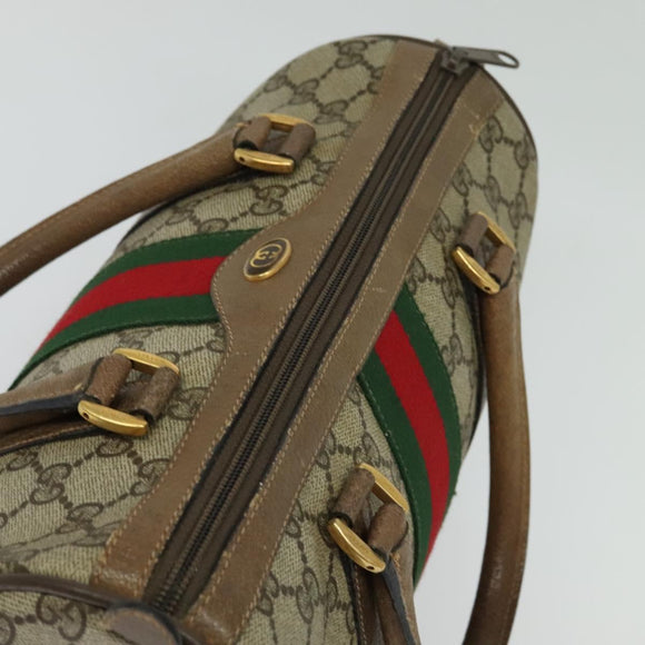 GUCCI GG Supreme Web Sherry Line Hand Bag PVC Beige Gold 39 02 006 Auth ep9563