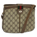 GUCCI GG Supreme Web Sherry Line Shoulder Bag PVC Beige Gold Red Auth ep9566-1