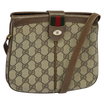 GUCCI GG Supreme Web Sherry Line Shoulder Bag PVC Beige Gold Red Auth ep9566