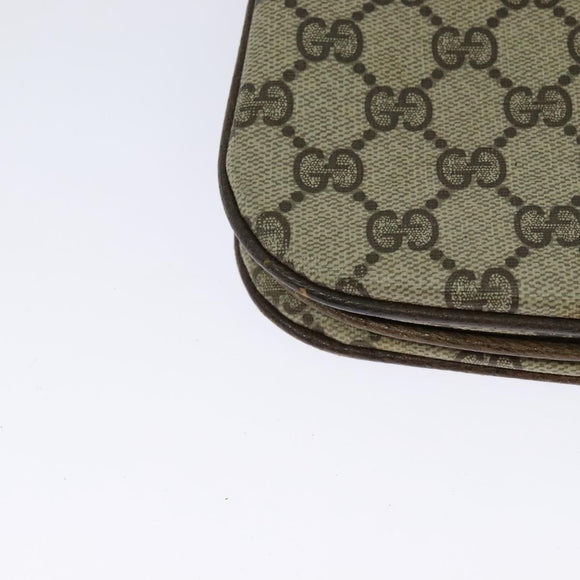 GUCCI GG Supreme Web Sherry Line Shoulder Bag PVC Beige Gold Red Auth ep9566