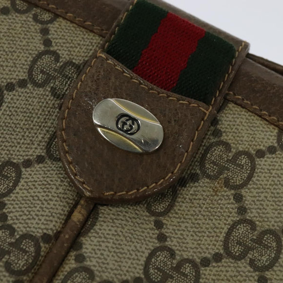 GUCCI GG Supreme Web Sherry Line Shoulder Bag PVC Beige Gold Red Auth ep9566