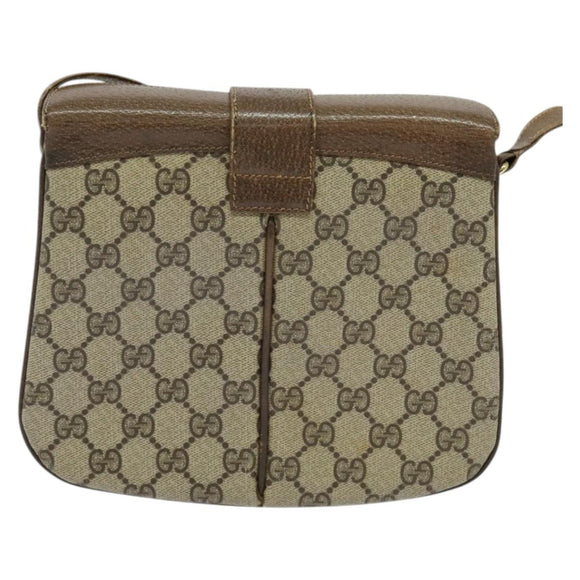 GUCCI GG Supreme Web Sherry Line Shoulder Bag PVC Beige Gold Red Auth ep9566