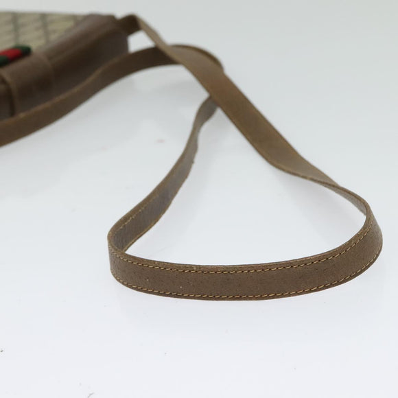 GUCCI GG Supreme Web Sherry Line Shoulder Bag PVC Beige Gold Red Auth ep9566