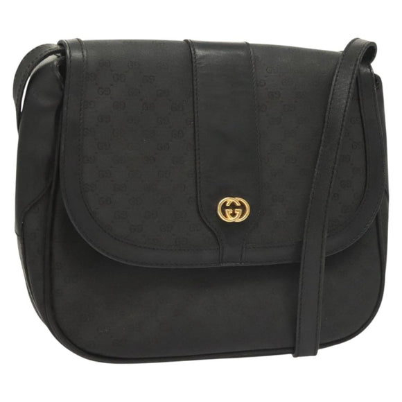 GUCCI Micro GG Supreme Shoulder Bag PVC Black Gold 001 41 4425 Auth ep9569