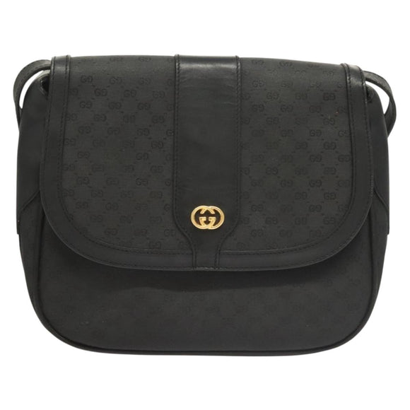 GUCCI Micro GG Supreme Shoulder Bag PVC Black Gold 001 41 4425 Auth ep9569