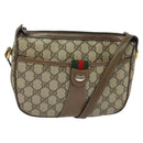 GUCCI GG Supreme Web Sherry Line Shoulder Bag PVC Beige Gold Red Auth ep9570-1