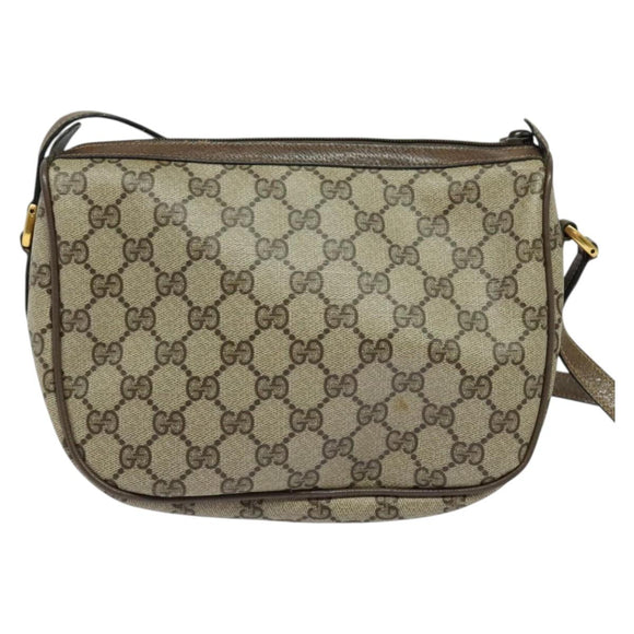 GUCCI GG Supreme Web Sherry Line Shoulder Bag PVC Beige Gold Red Auth ep9570