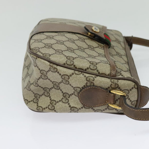 GUCCI GG Supreme Web Sherry Line Shoulder Bag PVC Beige Gold Red Auth ep9570