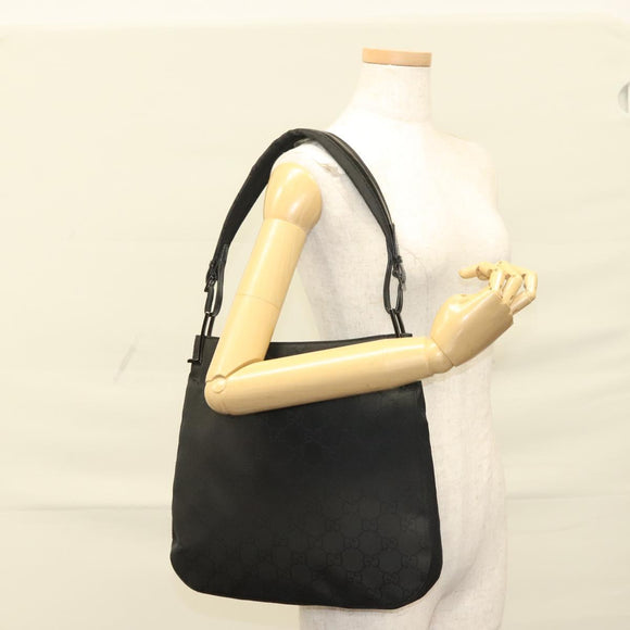GUCCI GG Canvas Shoulder Bag Black Silver 001 3166 3444 Auth ep9573