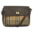 Burberrys Nova Check Shoulder Bag Canvas Beige Gold Auth ep9574-1