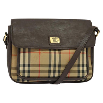 Burberrys Nova Check Shoulder Bag Canvas Beige Gold Auth ep9574