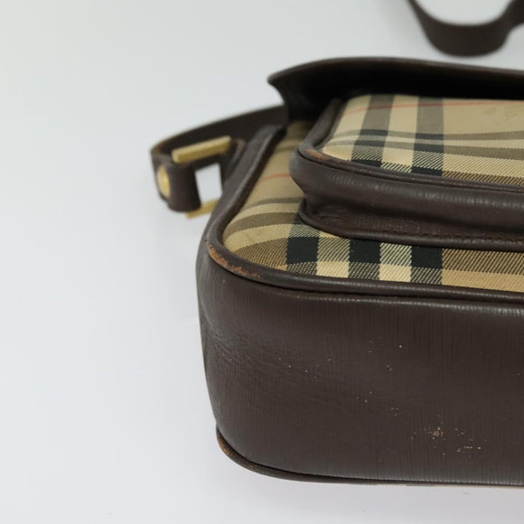 Burberrys Nova Check Shoulder Bag Canvas Beige Gold Auth ep9574