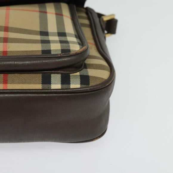 Burberrys Nova Check Shoulder Bag Canvas Beige Gold Auth ep9574