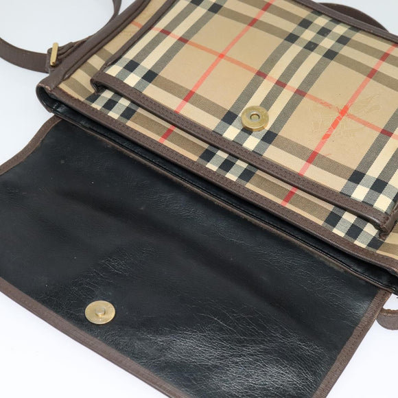 Burberrys Nova Check Shoulder Bag Canvas Beige Gold Auth ep9574