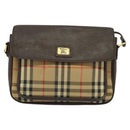 Burberrys Nova Check Shoulder Bag Canvas Beige Gold Auth ep9574-13