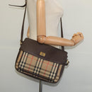 Burberrys Nova Check Shoulder Bag Canvas Beige Gold Auth ep9574-21