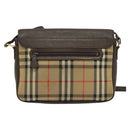 Burberrys Nova Check Shoulder Bag Canvas Beige Gold Auth ep9574-2