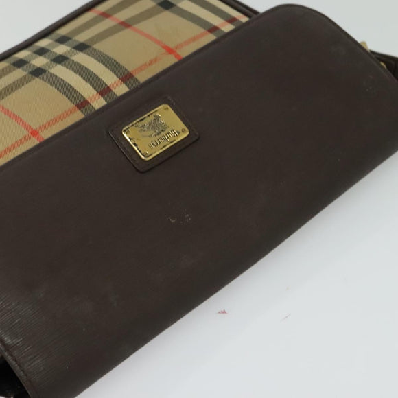 Burberrys Nova Check Shoulder Bag Canvas Beige Gold Auth ep9574