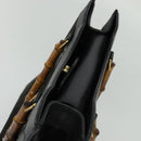 GUCCI Bamboo Tote Bag Suede Leather Black Gold 002 1186 0260 Auth ep9577-6