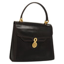 GUCCI Hand Bag Leather Black Gold Auth ep9581-1