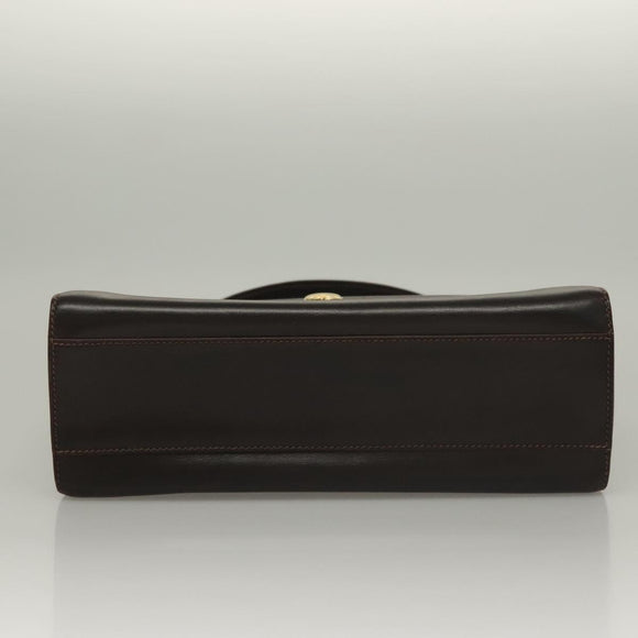 GUCCI Hand Bag Leather Black Gold Auth ep9581