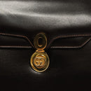 GUCCI Hand Bag Leather Black Gold Auth ep9581-18