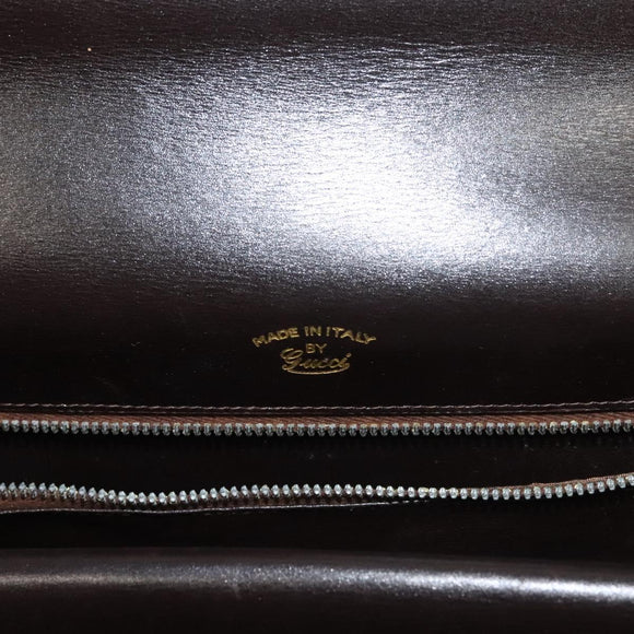 GUCCI Hand Bag Leather Black Gold Auth ep9581