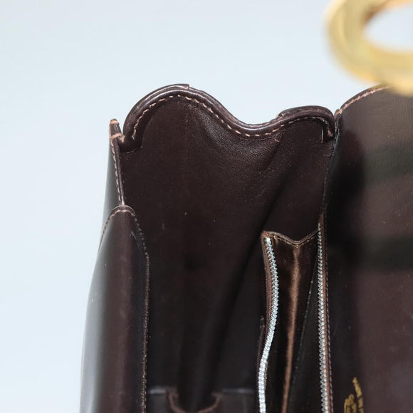 GUCCI Hand Bag Leather Black Gold Auth ep9581