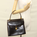 GUCCI Hand Bag Leather Black Gold Auth ep9581-23