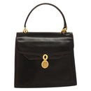 GUCCI Hand Bag Leather Black Gold Auth ep9581-13