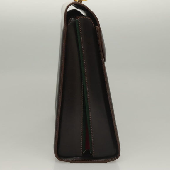 GUCCI Hand Bag Leather Black Gold Auth ep9581