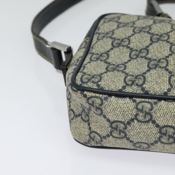 GUCCI GG Supreme Sherry Line Shoulder Bag PVC Navy Silver Red 162910 Auth ep9588