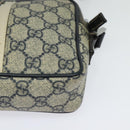 GUCCI GG Supreme Sherry Line Shoulder Bag PVC Navy Silver Red 162910 Auth ep9588-14