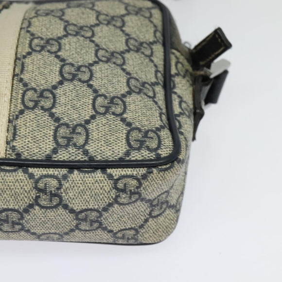 GUCCI GG Supreme Sherry Line Shoulder Bag PVC Navy Silver Red 162910 Auth ep9588