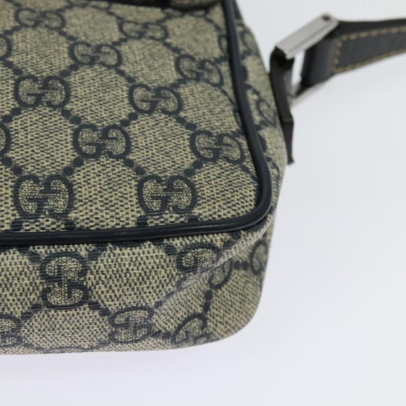 GUCCI GG Supreme Sherry Line Shoulder Bag PVC Navy Silver Red 162910 Auth ep9588