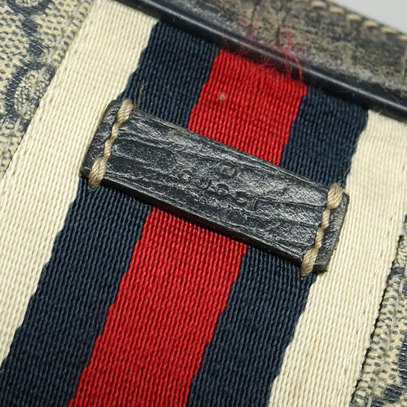 GUCCI GG Supreme Sherry Line Shoulder Bag PVC Navy Silver Red 162910 Auth ep9588