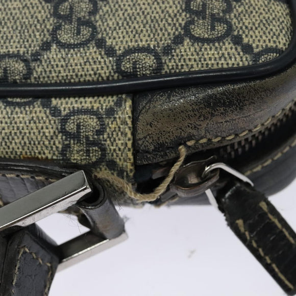 GUCCI GG Supreme Sherry Line Shoulder Bag PVC Navy Silver Red 162910 Auth ep9588