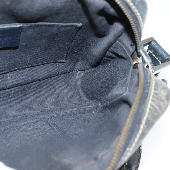 GUCCI GG Supreme Sherry Line Shoulder Bag PVC Navy Silver Red 162910 Auth ep9588